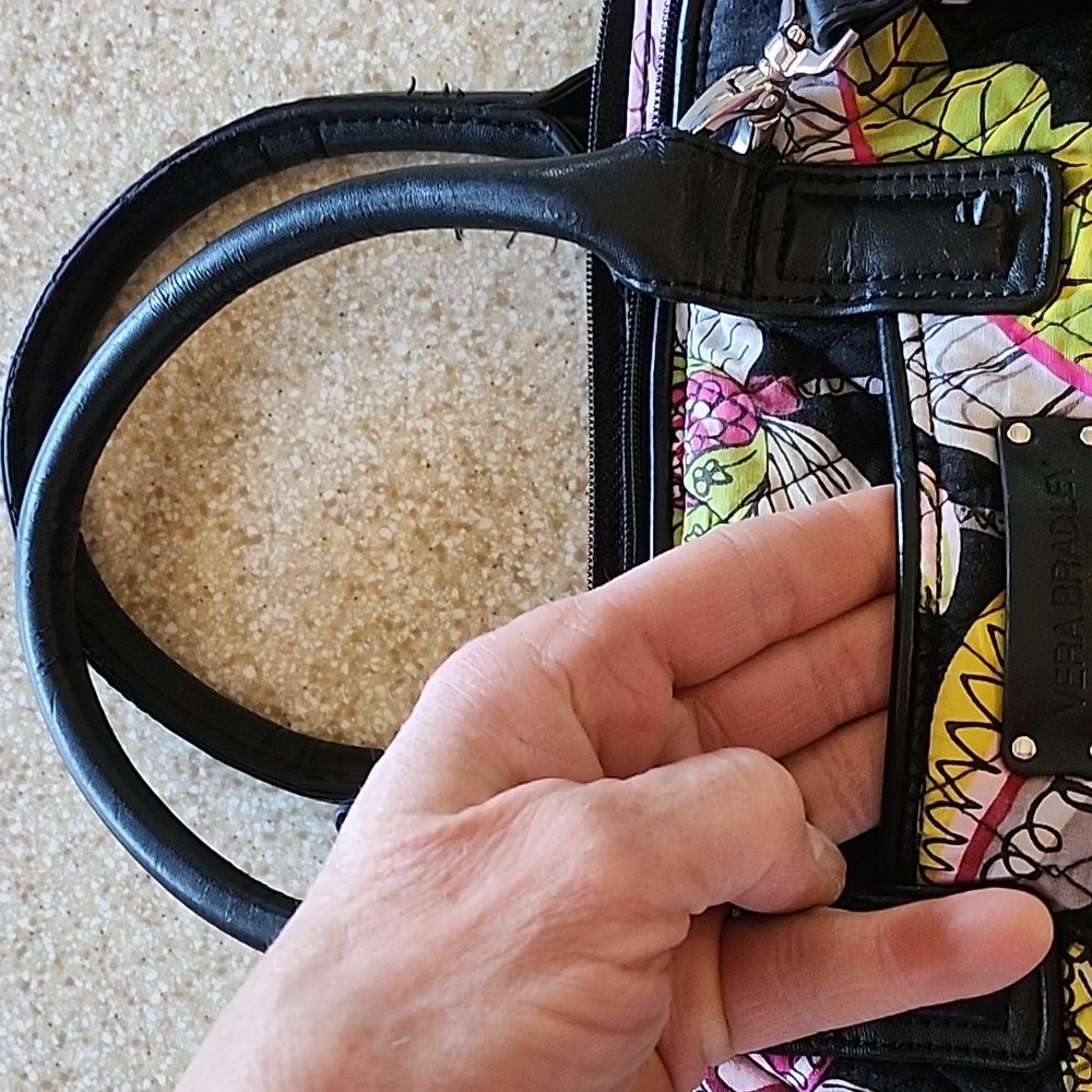Vera Bradley Black Pink Floral Quilted Hand Bag - Picture 8 of 13